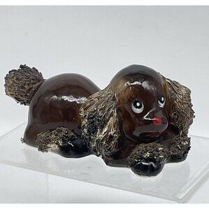 Vintage Japan Anthropomorphic Spaghetti Puppy Dog Ceramic Figurine 4” Spaniel